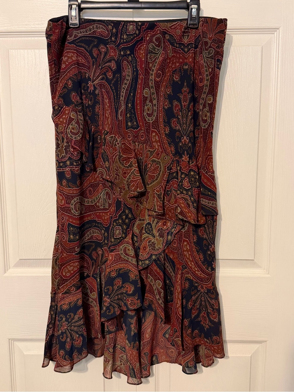 Vintage Chaps Ralph Lauren 
Paisley Tiered Ruffle Skirt 
L Boho 90s Y2K